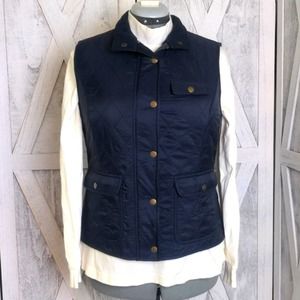 Talbots Navy Fleece Lined Lightweight Quilted Puffer Vest Medium